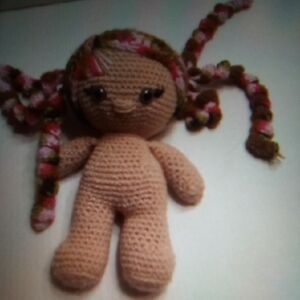 Handmade Crochet Doll with Multicolor Hair